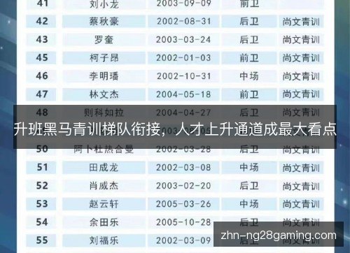 升班黑马青训梯队衔接，人才上升通道成最大看点